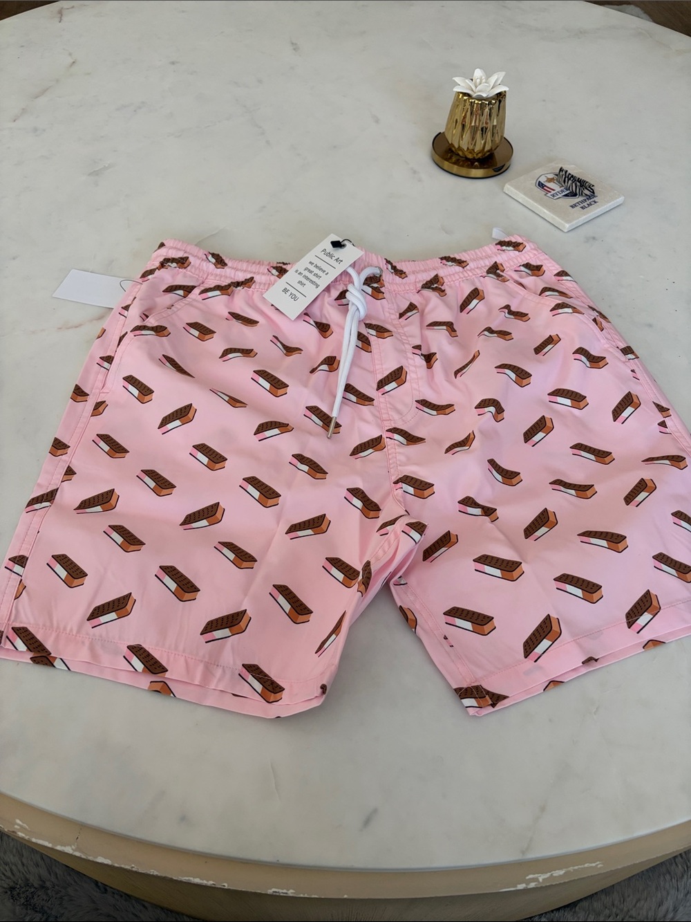 Vilebrequin Pink Ice Cream Sandwich Print Swim Trunks